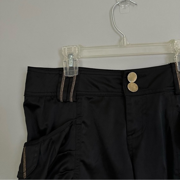 Joyce Leslie Black Cargo Jogger Capris with Gold Accents - Picture 5 of 9